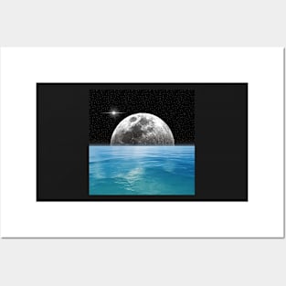 Moon Ocean Posters and Art